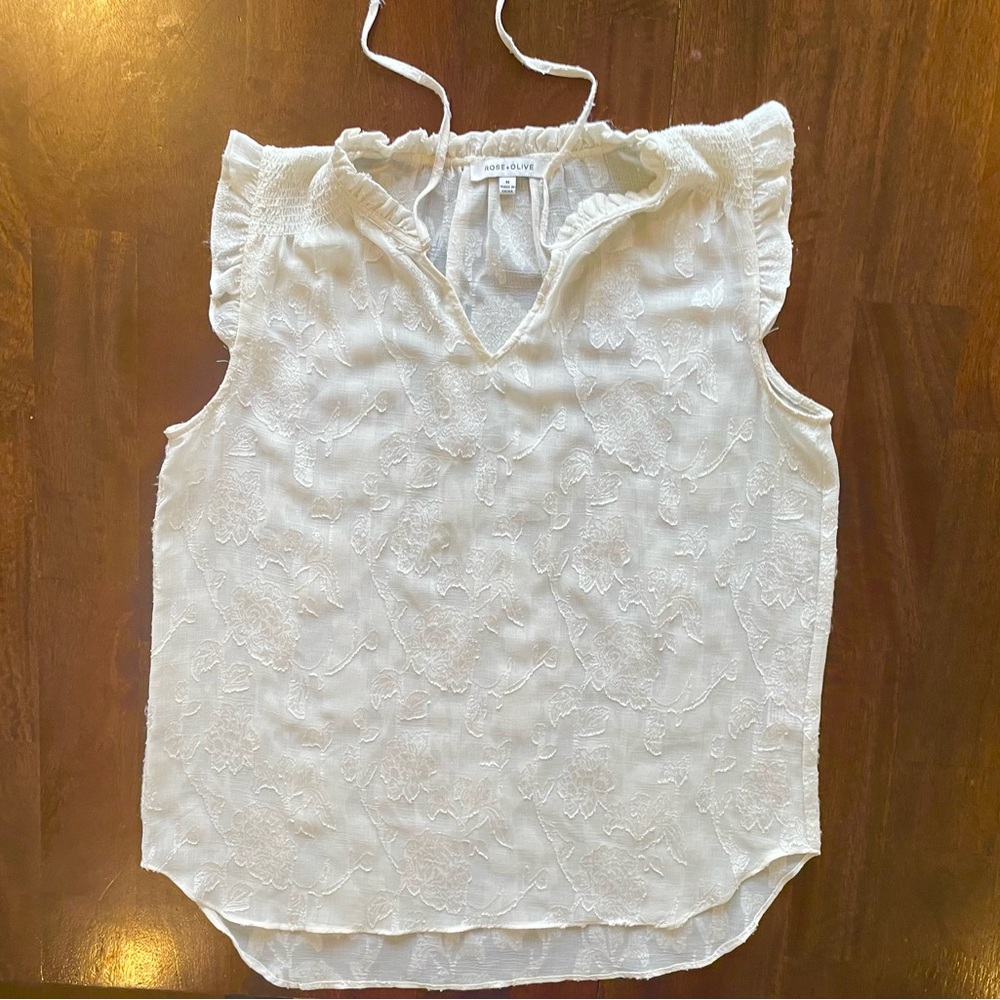 Rose & Olive Cream Lace Ruffle Blouse